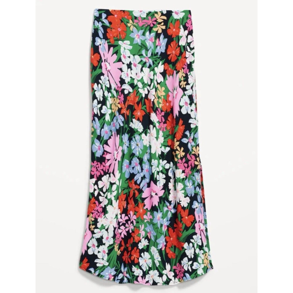 Old Navy Floral Crepe Midi Skirt Size Small High Waist Pull On Vacation Resort - Picture 3 of 9